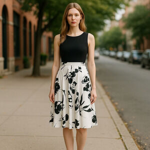 Lauren Ralph Lauren Crew Neck Open Back Fit & Flare with Tie Waist Size 4